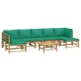 Set de muebles de jardín 8 piezas bambú con cojines verde de vidaXL, Conjuntos de jardín - Ref: Foro24-3155174, Precio: 541,9...