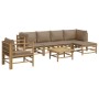 Set de muebles de jardín 7 piezas bambú y cojines gris taupe de vidaXL, Conjuntos de jardín - Ref: Foro24-3155117, Precio: 71...