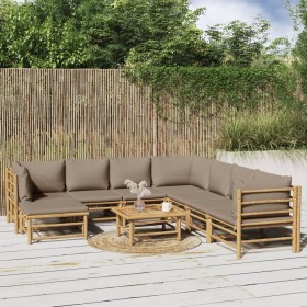 9-piece bamboo garden furniture set with taupe gray cushions by vidaXL, Garden sets - Ref: Foro24-3155132, Price: 1,00 €, Dis...