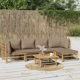 6-teiliges Gartenmöbel-Set aus Bambus mit taupegrauen Kissen von vidaXL, Gartensets - Ref: Foro24-3155136, Preis: 592,92 €, R...