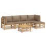 6-piece bamboo garden furniture set with taupe gray cushions by vidaXL, Garden sets - Ref: Foro24-3155136, Price: 588,99 €, D...