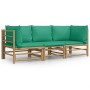 3-piece bamboo garden furniture set with green cushions by vidaXL, Garden sets - Ref: Foro24-3155151, Price: 255,99 €, Discou...