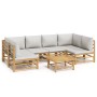 Set de muebles de jardín 7 piezas bambú y cojines gris claro de vidaXL, Conjuntos de jardín - Ref: Foro24-3155102, Precio: 57...