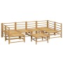 Set de muebles de jardín 7 piezas bambú y cojines gris claro de vidaXL, Conjuntos de jardín - Ref: Foro24-3155102, Precio: 57...