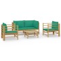 Set de muebles de jardín 5 piezas bambú con cojines verde de vidaXL, Conjuntos de jardín - Ref: Foro24-3155153, Precio: 394,3...