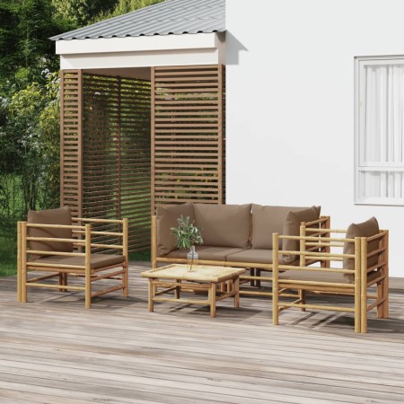 5-teiliges Gartenmöbel-Set aus Bambus mit taupegrauen Kissen von vidaXL, Gartensets - Ref: Foro24-3155121, Preis: 478,99 €, R...