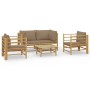 5-piece bamboo garden furniture set with taupe gray cushions by vidaXL, Garden sets - Ref: Foro24-3155121, Price: 481,63 €, D...