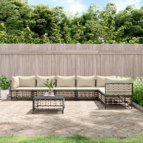 Gartenmöbel-Set 8-teilig und anthrazitfarbene PE-Rattan-Kissen von vidaXL, Outdoor-Sofas - Ref: Foro24-3186762, Preis: 602,99...