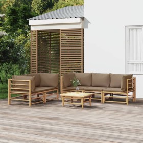 6-teiliges Gartenmöbel-Set aus Bambus mit taupegrauen Kissen von vidaXL, Gartensets - Ref: Foro24-3155122, Preis: 597,99 €, R...