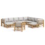 Garden furniture set 12 pieces bamboo and light gray cushions by vidaXL, Garden sets - Ref: Foro24-3155098, Price: 1,00 €, Di...