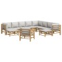 Garden furniture set 12 pieces bamboo and light gray cushions by vidaXL, Garden sets - Ref: Foro24-3155098, Price: 1,00 €, Di...