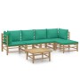 6-piece bamboo garden furniture set with green cushions by vidaXL, Garden sets - Ref: Foro24-3155148, Price: 404,26 €, Discou...