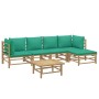 Set de muebles de jardín 6 piezas bambú con cojines verde de vidaXL, Conjuntos de jardín - Ref: Foro24-3155148, Precio: 404,2...