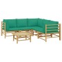 Set de muebles de jardín 6 piezas bambú con cojines verde de vidaXL, Conjuntos de jardín - Ref: Foro24-3155156, Precio: 448,5...