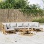 8-teiliges Gartenmöbel-Set Bambus und Kissen hellgrau von vidaXL, Gartensets - Ref: Foro24-3155110, Preis: 673,82 €, Rabatt: %