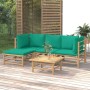 5-piece bamboo garden furniture set with green cushions by vidaXL, Garden sets - Ref: Foro24-3155146, Price: 336,59 €, Discou...