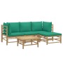 Set de muebles de jardín 5 piezas bambú con cojines verde de vidaXL, Conjuntos de jardín - Ref: Foro24-3155146, Precio: 336,5...