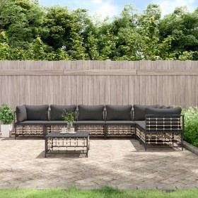 Gartenmöbel-Set 8 Stück und Kissen PE Rattan Anthrazit von vidaXL, Outdoor-Sofas - Ref: Foro24-3186763, Preis: 599,70 €, Raba...