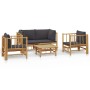 5-piece bamboo garden furniture set with dark gray cushions by vidaXL, Garden sets - Ref: Foro24-3155217, Price: 480,90 €, Di...