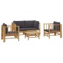 Set de muebles de jardín 5 piezas bambú con cojines gris oscuro de vidaXL, Conjuntos de jardín - Ref: Foro24-3155217, Precio:...