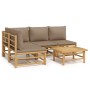 5-piece garden furniture set made of bamboo with gray taupe cushions by vidaXL, Garden sets - Ref: Foro24-3155138, Price: 535...