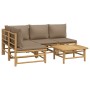 5-piece garden furniture set made of bamboo with gray taupe cushions by vidaXL, Garden sets - Ref: Foro24-3155138, Price: 535...