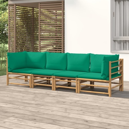 4-piece bamboo garden furniture set with green cushions by vidaXL, Garden sets - Ref: Foro24-3155152, Price: 323,17 €, Discou...