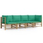 4-piece bamboo garden furniture set with green cushions by vidaXL, Garden sets - Ref: Foro24-3155152, Price: 323,17 €, Discou...