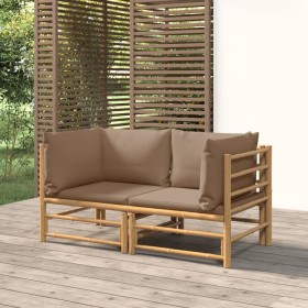 2 pcs bamboo garden corner sofas with taupe gray cushions by vidaXL, Garden sets - Ref: Foro24-3155118, Price: 249,99 €, Disc...