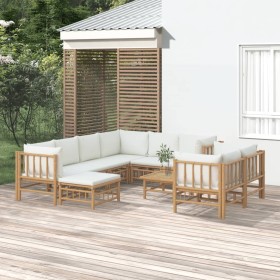 10-piece garden furniture set made of bamboo with cream white cushions by vidaXL, Garden sets - Ref: Foro24-3155192, Price: 1...