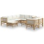 Set de muebles de jardín 10 piezas bambú y cojines blanco crema de vidaXL, Conjuntos de jardín - Ref: Foro24-3155192, Precio:...