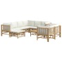 Set de muebles de jardín 10 piezas bambú y cojines blanco crema de vidaXL, Conjuntos de jardín - Ref: Foro24-3155192, Precio:...