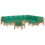 Set de muebles de jardín 12 piezas bambú con cojines verde de vidaXL, Conjuntos de jardín - Ref: Foro24-3155162, Precio: 936,...