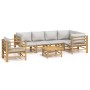 Garden furniture set 7 pieces bamboo and light gray cushions by vidaXL, Garden sets - Ref: Foro24-3155093, Price: 692,80 €, D...