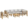 Set de muebles de jardín 7 piezas bambú y cojines gris claro de vidaXL, Conjuntos de jardín - Ref: Foro24-3155093, Precio: 66...