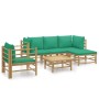 Set de muebles de jardín 6 piezas bambú con cojines verde de vidaXL, Conjuntos de jardín - Ref: Foro24-3155147, Precio: 423,4...