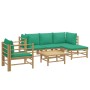 Set de muebles de jardín 6 piezas bambú con cojines verde de vidaXL, Conjuntos de jardín - Ref: Foro24-3155147, Precio: 423,4...