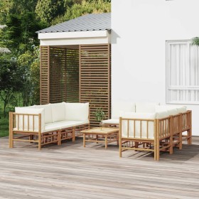 Garden furniture set 9 pieces bamboo and cream white cushions by vidaXL, Garden sets - Ref: Foro24-3155187, Price: 1,00 €, Di...