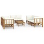 Garden furniture set 9 pieces bamboo and cream white cushions by vidaXL, Garden sets - Ref: Foro24-3155187, Price: 1,00 €, Di...