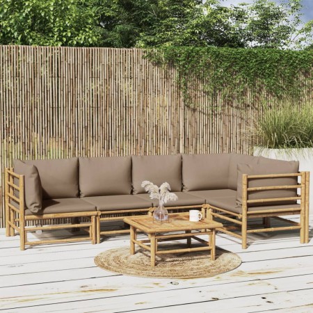 6-teiliges Gartenmöbel-Set aus Bambus mit taupegrauen Kissen von vidaXL, Gartensets - Ref: Foro24-3155137, Preis: 644,54 €, R...