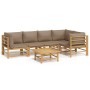 6-piece bamboo garden furniture set with taupe gray cushions by vidaXL, Garden sets - Ref: Foro24-3155137, Price: 556,99 €, D...