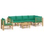 Set de muebles de jardín 7 piezas bambú con cojines verde de vidaXL, Conjuntos de jardín - Ref: Foro24-3155157, Precio: 535,4...