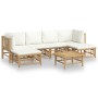 Garden furniture set 7 pieces bamboo and cream white cushions by vidaXL, Garden sets - Ref: Foro24-3155197, Price: 653,00 €, ...