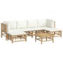 Set de muebles de jardín 7 piezas bambú y cojines blanco crema de vidaXL, Conjuntos de jardín - Ref: Foro24-3155197, Precio: ...