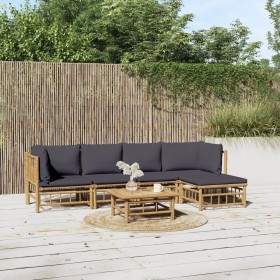 6-piece bamboo garden furniture set with dark gray cushions by vidaXL, Garden sets - Ref: Foro24-3155232, Price: 446,99 €, Di...