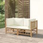 Garten-Ecksofas 2 Stück aus Bambus mit cremeweißen Kissen von vidaXL, Gartensets - Ref: Foro24-3155182, Preis: 266,90 €, Raba...