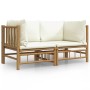 Garden corner sofas 2 pcs bamboo with cream white cushions by vidaXL, Garden sets - Ref: Foro24-3155182, Price: 253,19 €, Dis...