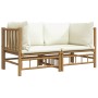 Garden corner sofas 2 pcs bamboo with cream white cushions by vidaXL, Garden sets - Ref: Foro24-3155182, Price: 253,19 €, Dis...