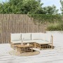 5-piece garden furniture set made of bamboo with cream white cushions by vidaXL, Garden sets - Ref: Foro24-3155202, Price: 54...