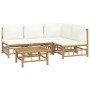 5-piece garden furniture set made of bamboo with cream white cushions by vidaXL, Garden sets - Ref: Foro24-3155202, Price: 54...